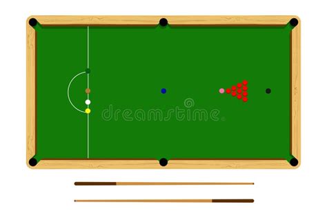 Flat Cartoon Snooker Table Billiard Ball Set Brown Wooden Table And