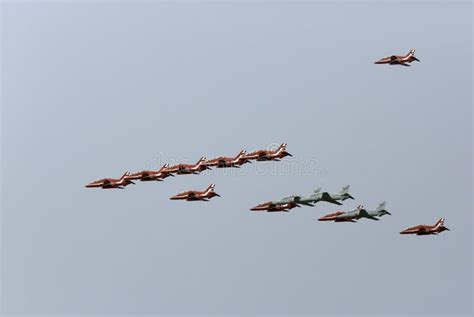 Joint Flypast Of British Red Arrows And Royal Bahrain Air Force Editorial Photography Image Of