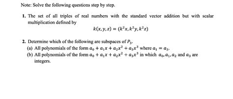 Note Solve The Following Questions Step By Step The Set Of All