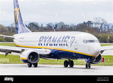 Close Up Of A Ryanair Boeing As Taxiinf Off The Runway At