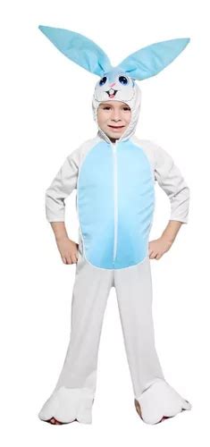 Disfraz De Primavera Conejo Blanco Con Azul Mameluco Unisex Niño