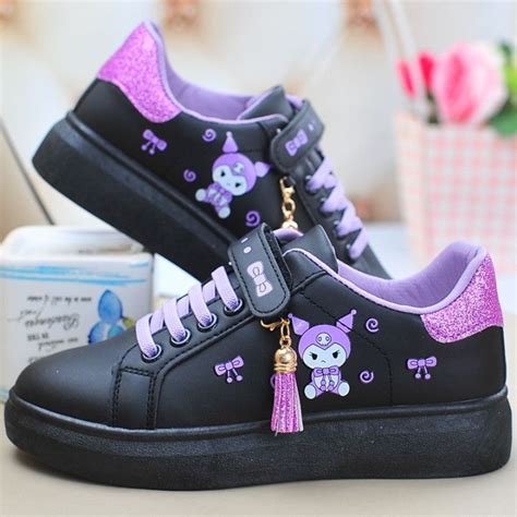 HBESTY Sanrio spring autumn non-slip net shoes girl casual shoes cartoon board shoes kuromi ...