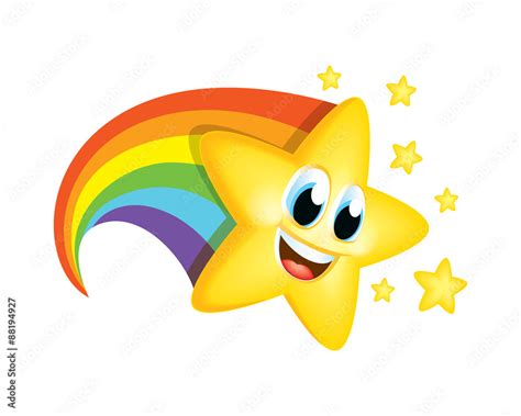 Cartoon Star With Rainbow Tail Stock Vector Adobe Stock