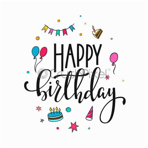 Happy Birthday Party Lettering Typography Stock Vector Crushpixel