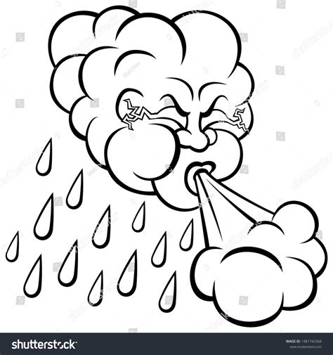 Cartoon Storm Cloud Black White Coloring Stock Vector (Royalty Free) 1481742368 | Shutterstock