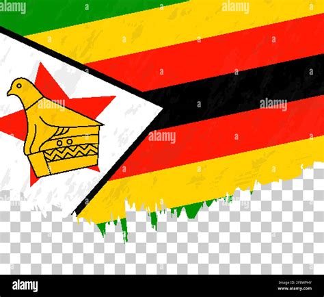 Grunge Style Flag Of Zimbabwe On A Transparent Background Vector