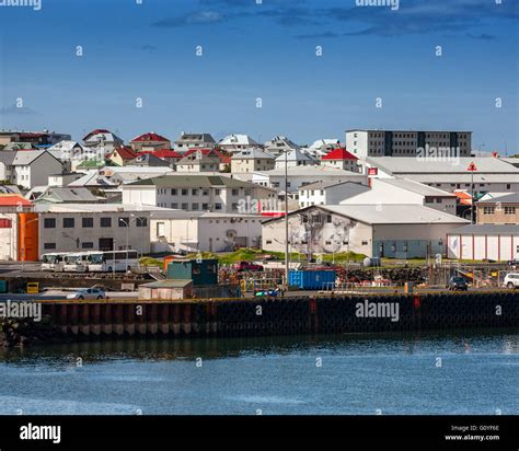 The Busy Active Heimaey Island Harbor And Docks 3rd Aug 2015 The