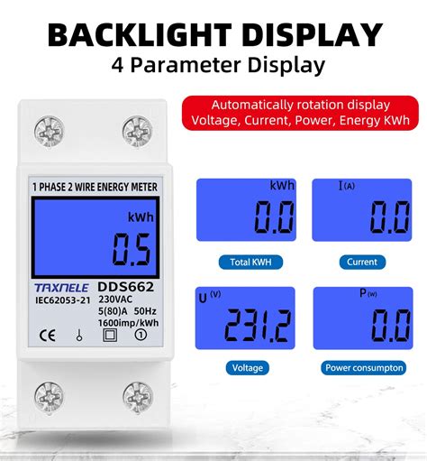DDS662 DDS668 Din Rail LCD Backlight Single Phase Energy Meter kWh ...