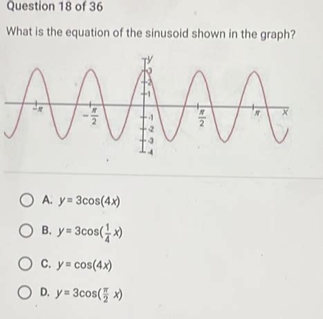 Question 18 Of 36 What Is The Equation Of The Sinusoid Shown In The