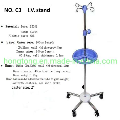 Height Adjustable Stainless Steel Iv Stand China Transfusion Hanger