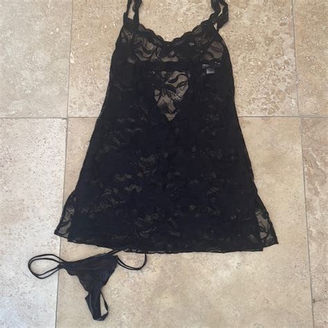 Victorias Secret Black Lace Nightgown With Matching … Gem