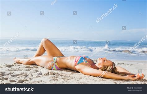 Gorgeous Blonde Bikini Lying On Beach Stock Photo Shutterstock