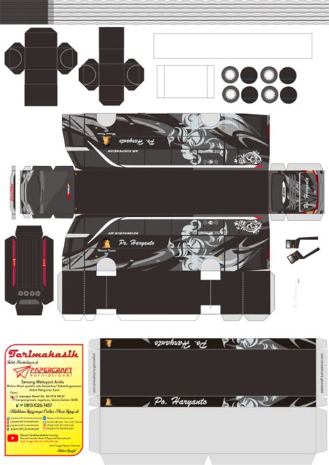 Pola Kertas Papercraft Bus Haryanto Wayang Pragolo Hitam Jetbus