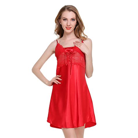 Women Lace Nightdress Sleeveless Sleepwear Mini Sleeping Dress V Neck Nightgown In Nightgowns