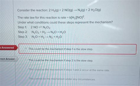 Solved Consider The Reaction 2 H2g 2 Nog → N2g 2