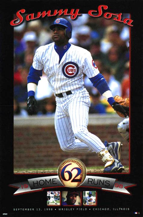 Sammy Sosa 62 Chicago Cubs Home Run Commemorative Poster Costacos