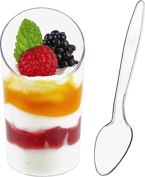 Amazon Zezzxu 100 Pack Mini Dessert Cups With Spoons 2 2 Oz