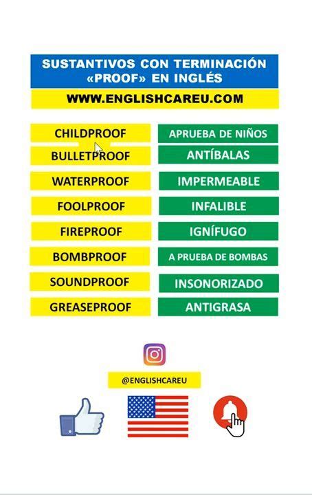 Sustantivos con terminación proof en inglés Artofit