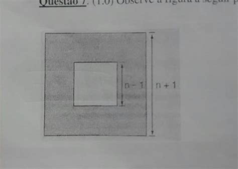 A área Do Quadrado Interno é A N² 1 B N²1 C N²2n 1 D N² 2n1 2