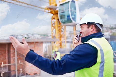 Construction Worker With Walkie Talkie Stock Image F