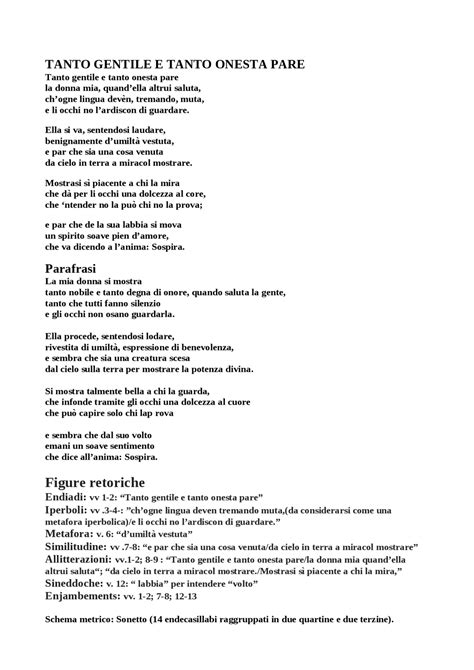 Parafrasi Tanto Gentile E Tanto Onesta Pare 2