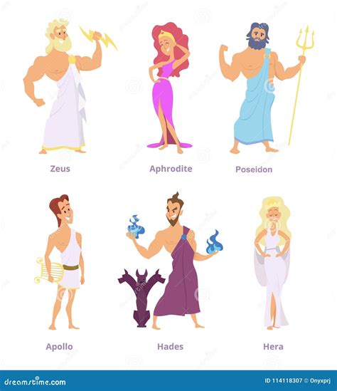 Cartoon Illustration Of Mythological Greek Gods And Goddesses | NBKomputer