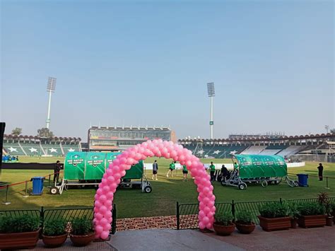 Pakistan Cricket on Twitter: "Lahore's Gaddafi Stadium turns pink as ...