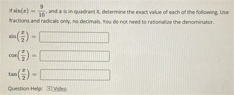 Solved Co If Sin And A Is In Quadrant Ii Determine The Exact