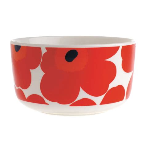 Marimekko Oiva Unikko Bowl 5 Dl White Red Blue Pre Used Design