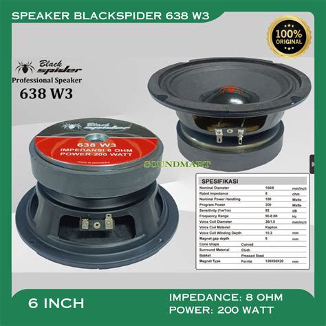 Speaker Komponen Blackspider W Watt Inch In Original