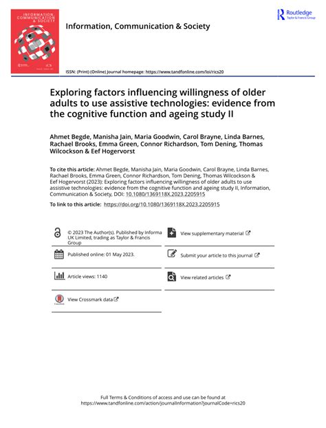 PDF Exploring Factors Influencing Willingness Of Older Adults To Use