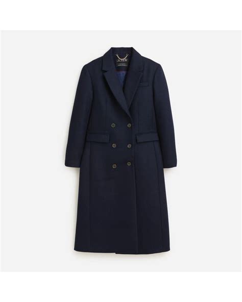 J Crew Double Breasted Topcoat In Italian Melton Wool Blend In Blue Lyst