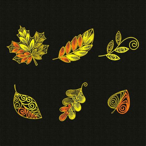 Embroidery Design Leaves Embroidery Designs Autumn Etsy