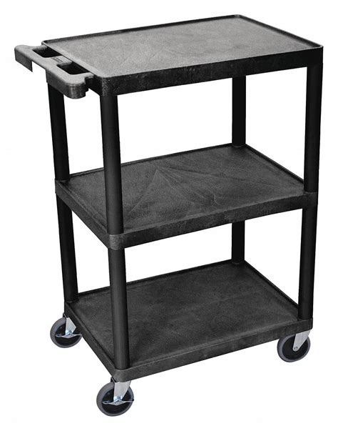 300 lb Load Capacity, 24 in x 18 in, Utility Cart with Lipped Plastic ...