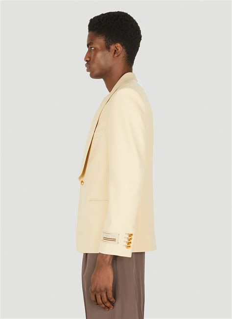 Single Breasted Logo Patch Blazer In Cream Gucci