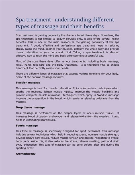 Spa treatment understanding different types of massage and their ben…