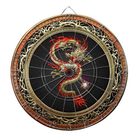 Golden Chinese Dragon Fucanglong Dartboard With Darts Zazzle