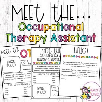 Meet The OTA Occupational Therapy Assistant Editable Letters TPT