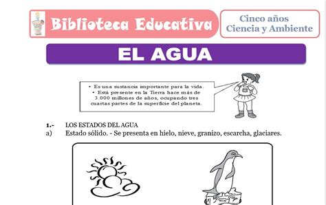 El Agua para Nivel inicial de cinco años Biblioteca Educativa