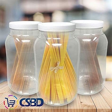 CSBD 1 Gallon Clear Plastic Jars With Ribbed Liner Screw On Lids BPA