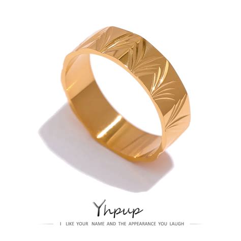 Yhpup bague ronde en acier inoxydable plaqué or 18 K bijou