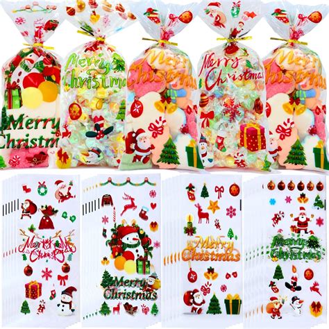 MOLIDA 150 bolsas de celofán de Navidad bolsas de dulces transparentes