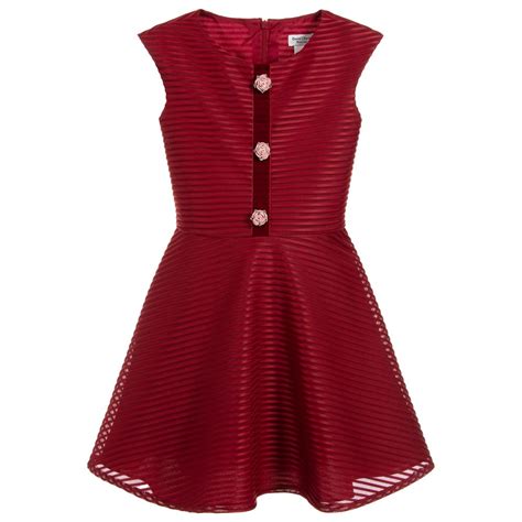 David Charles Girls Red Mesh Dress Childrensalon Outlet