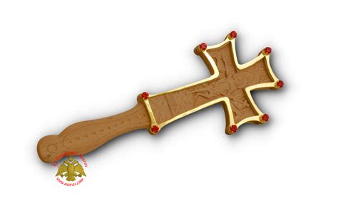 Blessing Orthodox Wood Carved Byzantine Cross With Metal Cover