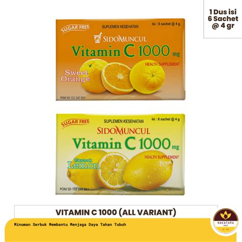 Jual VITAMIN C 1000 MG SIDO MUNCUL SUGAR FREE ISI 6 SACHET Shopee