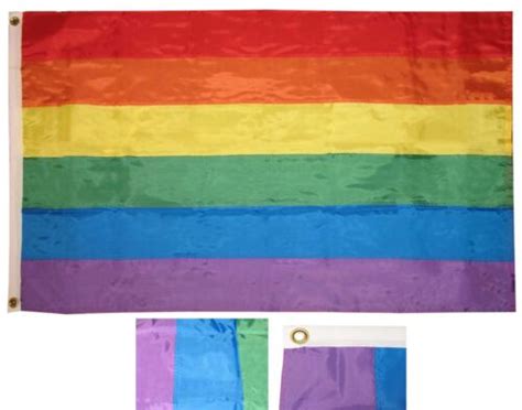 3x5 Embroidered Gay Lesbian Rainbow Lgbt Pride Sewn Stripes Nylon Flag