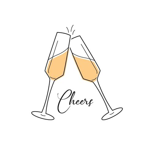 Premium Vector Two Sparkling Glasses Of Champagne Retro Style Vector