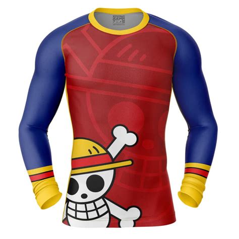 Monkey D Luffy Straw Hat One Piece Long Sleeve Rash Guard Compression