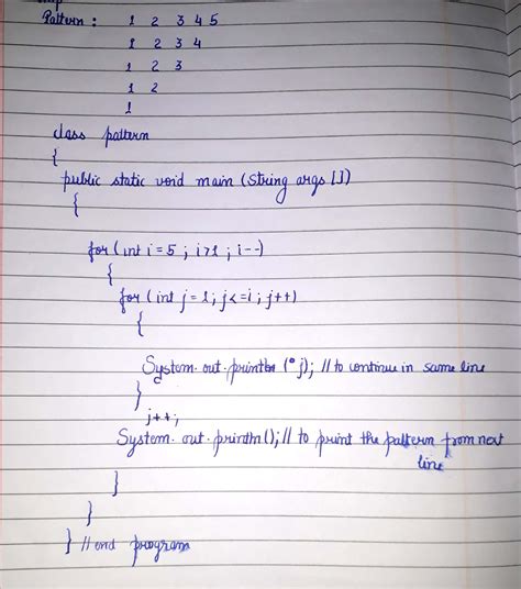 Write A Program In Java Forming A Pattern Brainly In