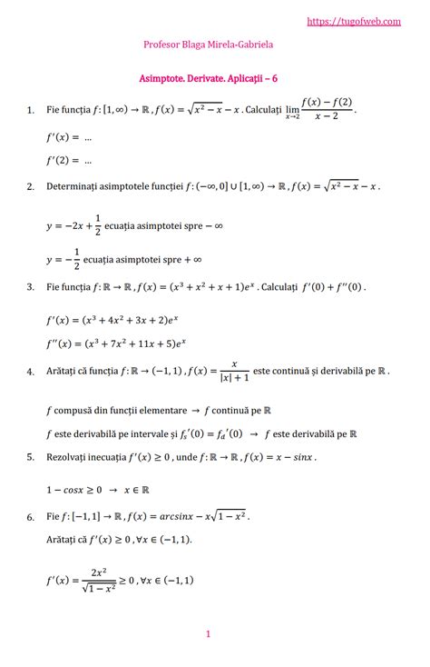 Asimptote Derivate Aplicatii 6 Tug Of Web